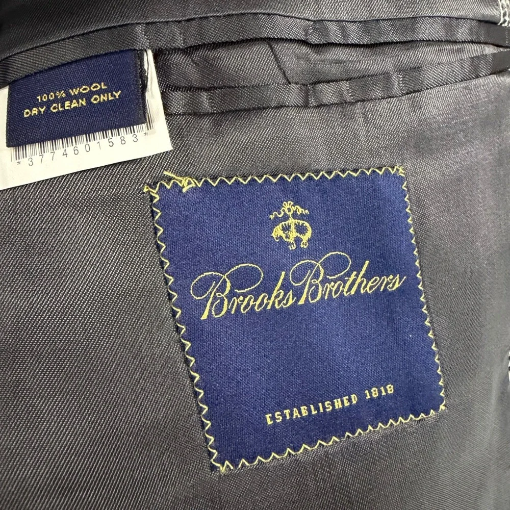 Brooks Brothers Loro Piana Wool Blazer Mens 46 Regular Grey‎ Glen Plaid